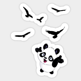 Panda looking birds Sticker